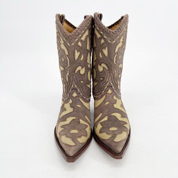 Old Gringo Vintage y2k Jude Brown Floral Overlay Western Cowgirl Boot size 6 - Picture 4 of 10